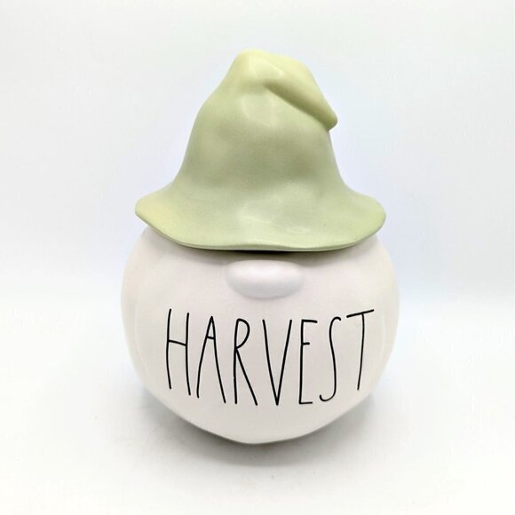 Rae Dunn HARVEST Pumpkin GNOME in Hat Decorative Ceramic Centerpiece 10" Tall - Picture 1 of 4